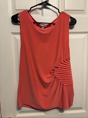 Sleeveless Coral Drape Tank with Side Pleats